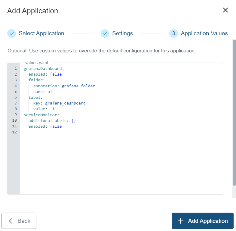 Application Values for K8sGPT Application